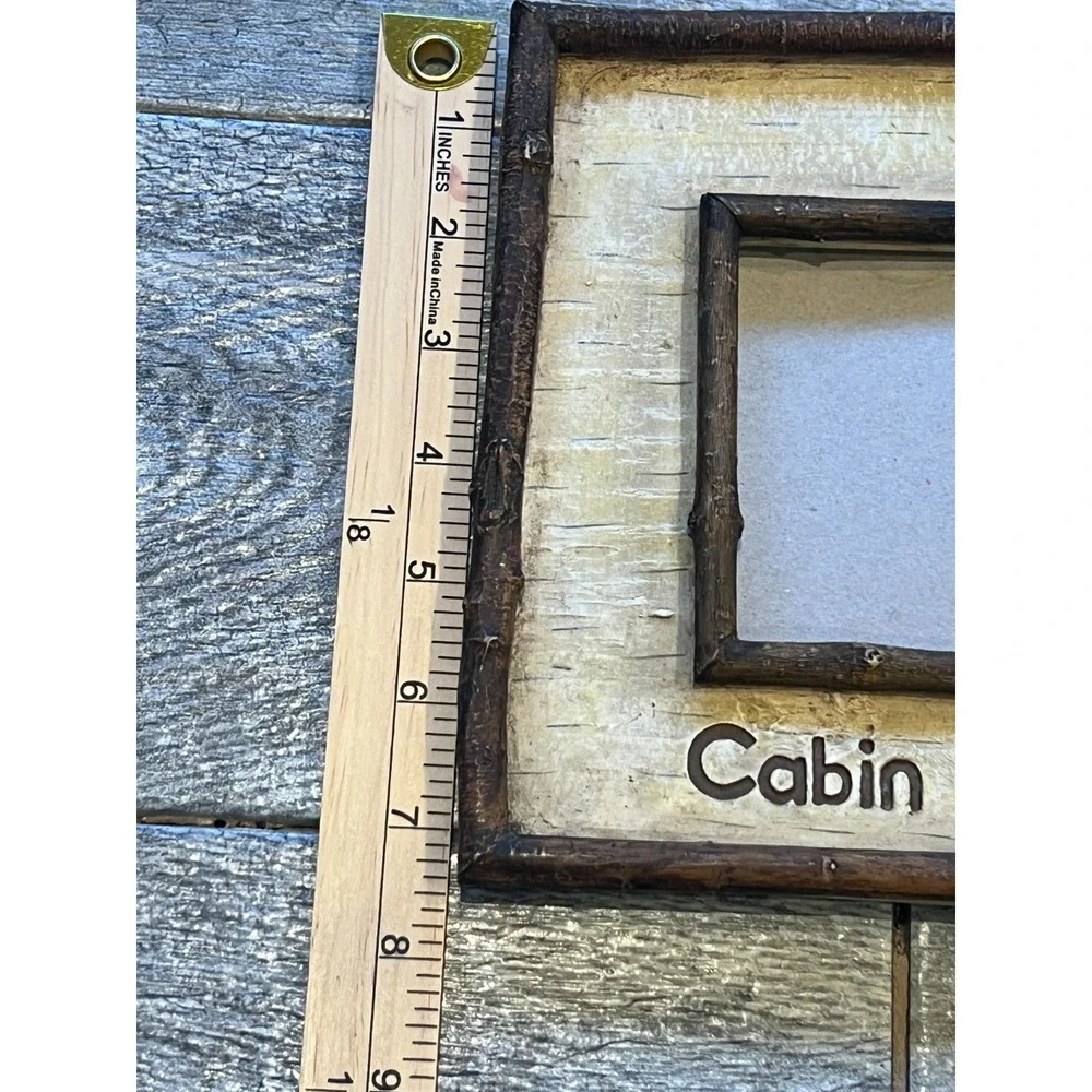 Cabin Sweet Cabin Picture Frame Photo Holder Rustic Wood Cottage NWT Forest Farm